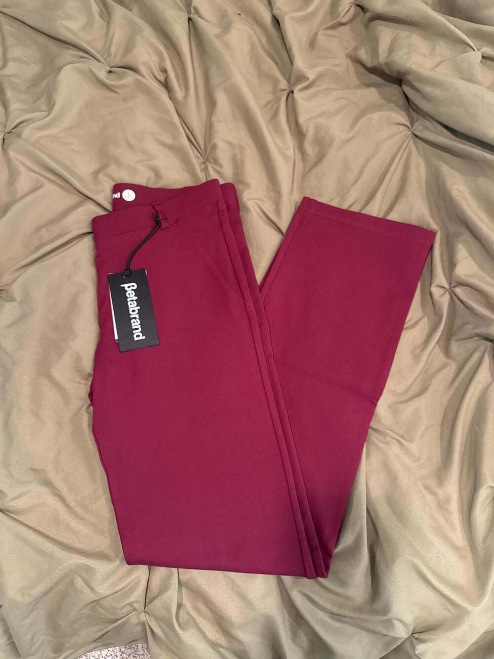 Betabrand Classic Straight Leg Dress Pant Yoga Pants Burgundy S Petite NWT